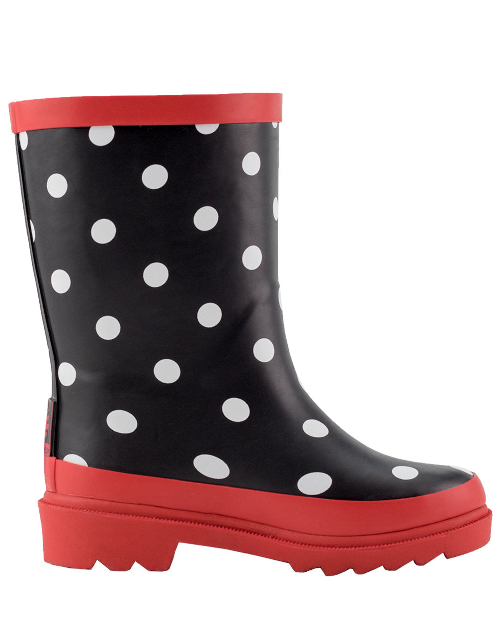 black and white polka dot rain boots