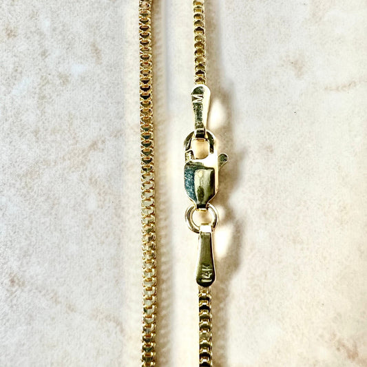 Vintage Italian 18 Karat Yellow Gold Box Chain Necklace