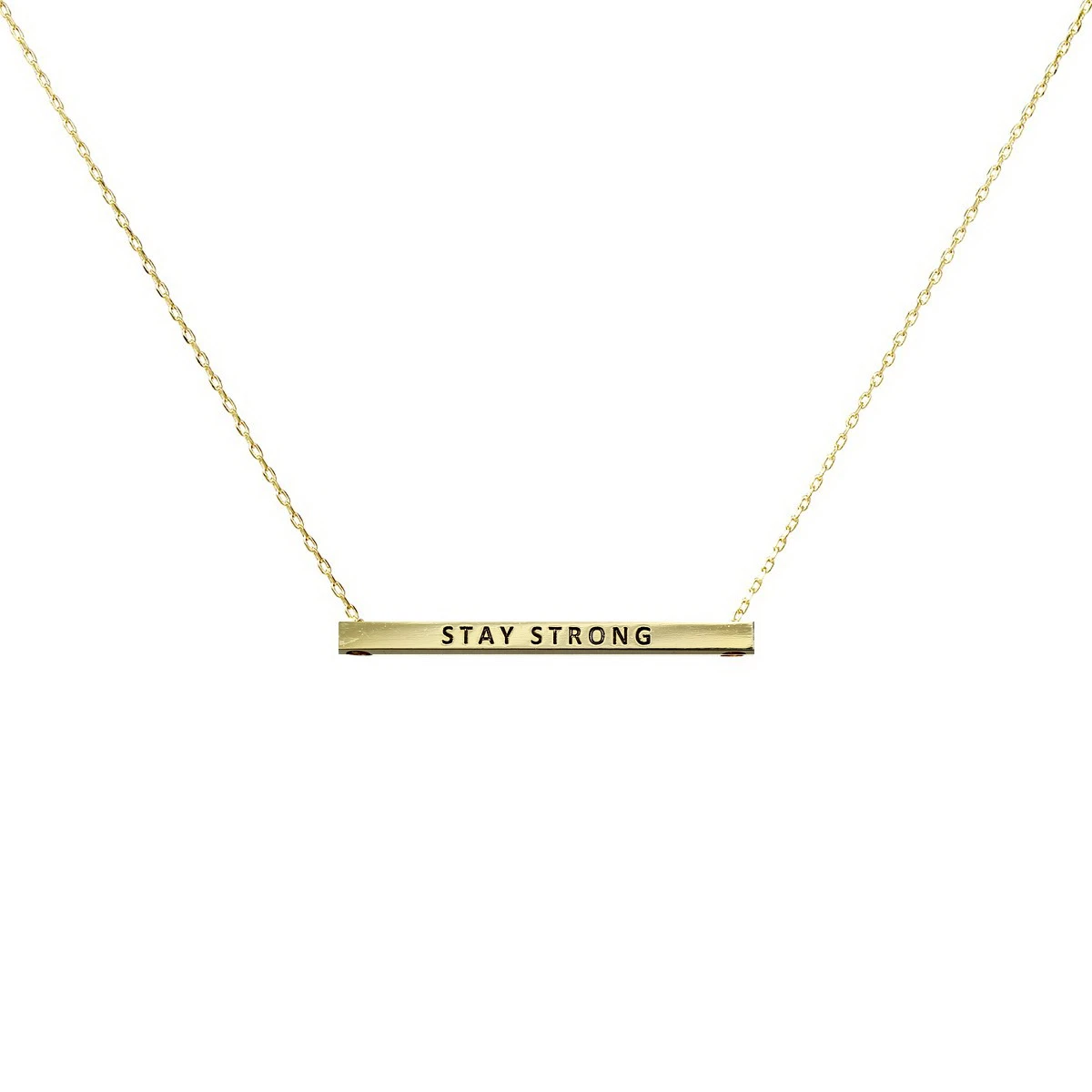 "Stay Strong" Gold Bar Pendant Necklace