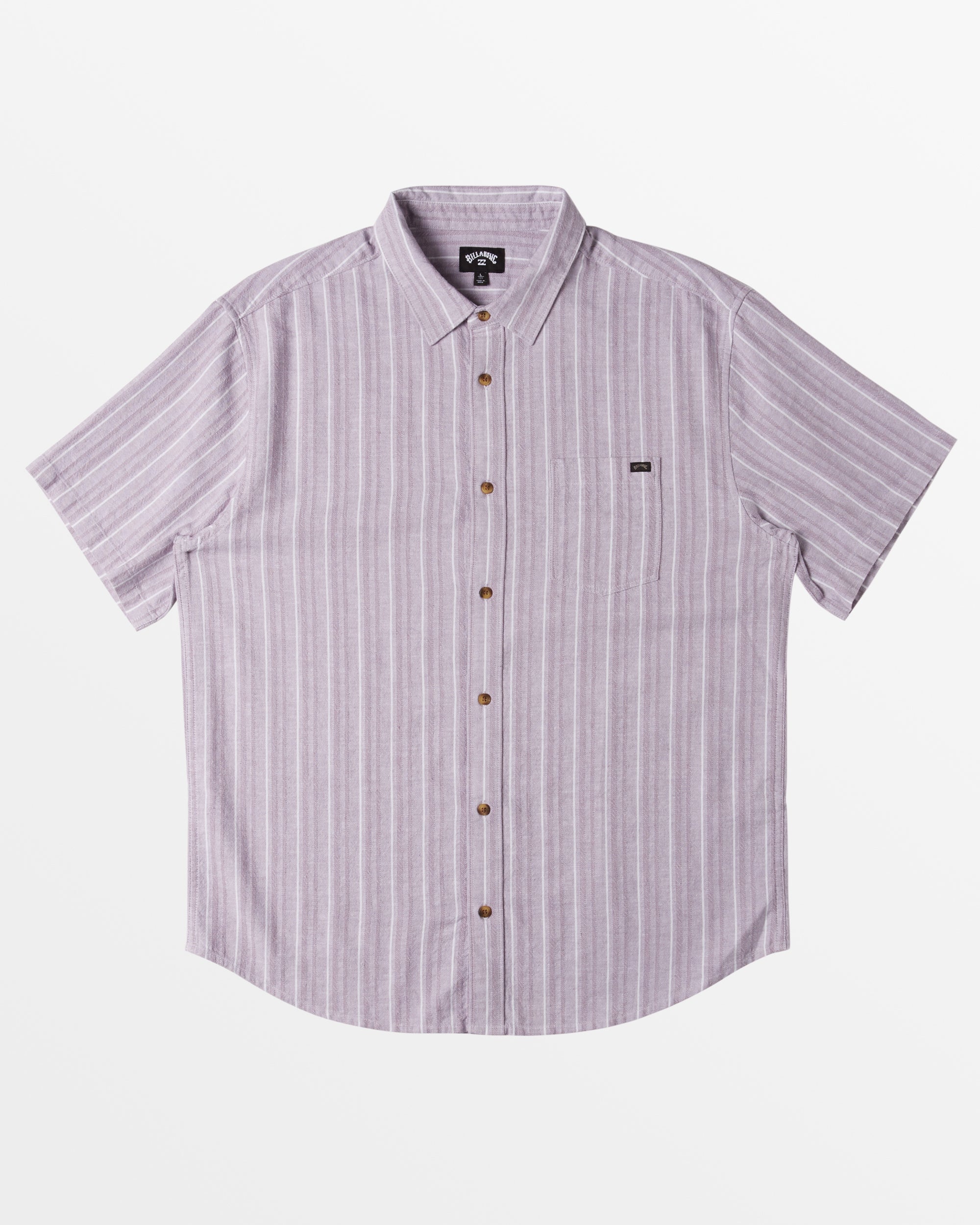 All Day Stripe Short Sleeve Woven Shirt - Grey Violet