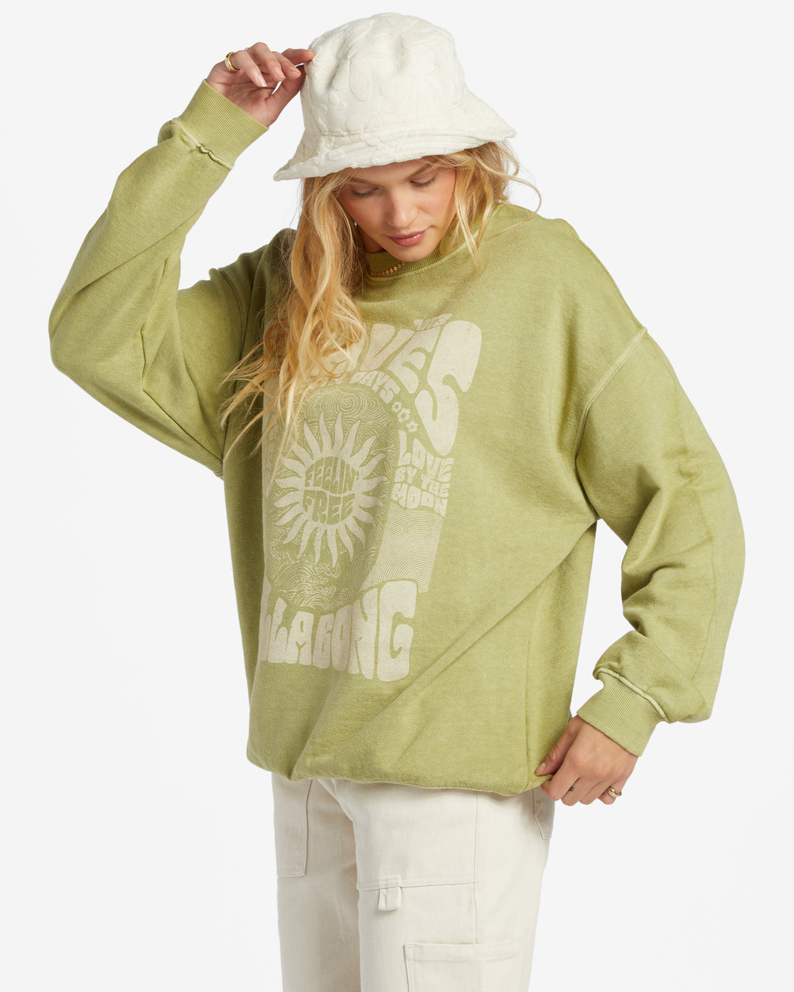 Ride In Oversized Crewneck Sweatshirt - Palm Green