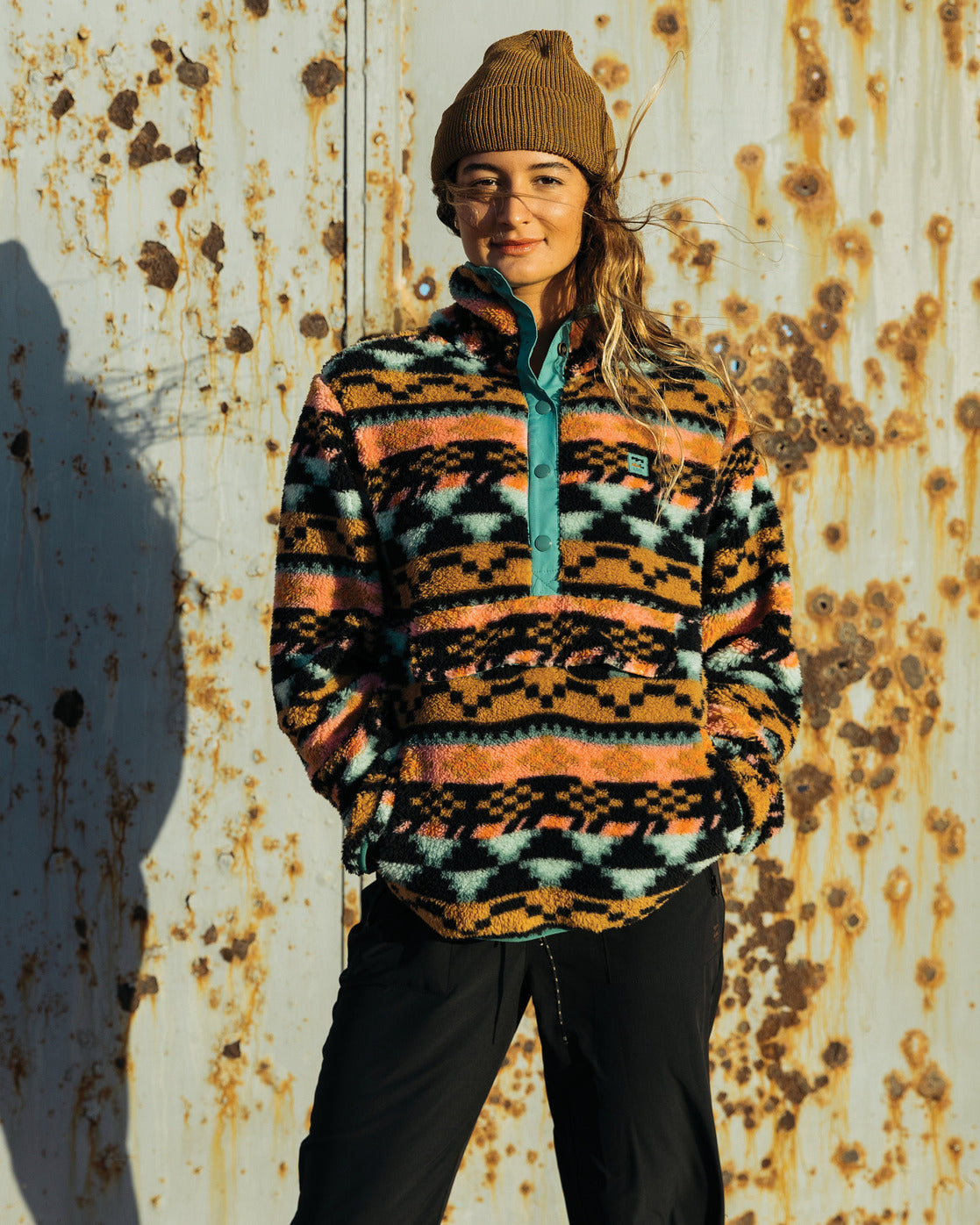 Switchback Mock Neck Fleece - Black Multi