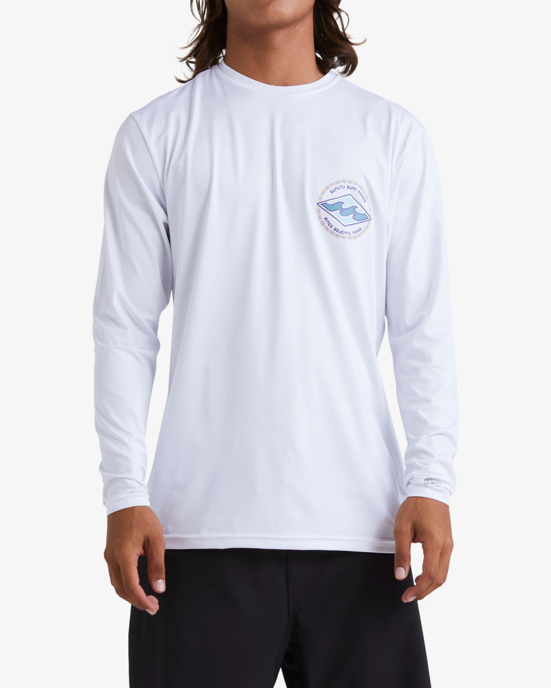 Rotor Diamond Loose Fit Long Sleeve Surf Tee - White