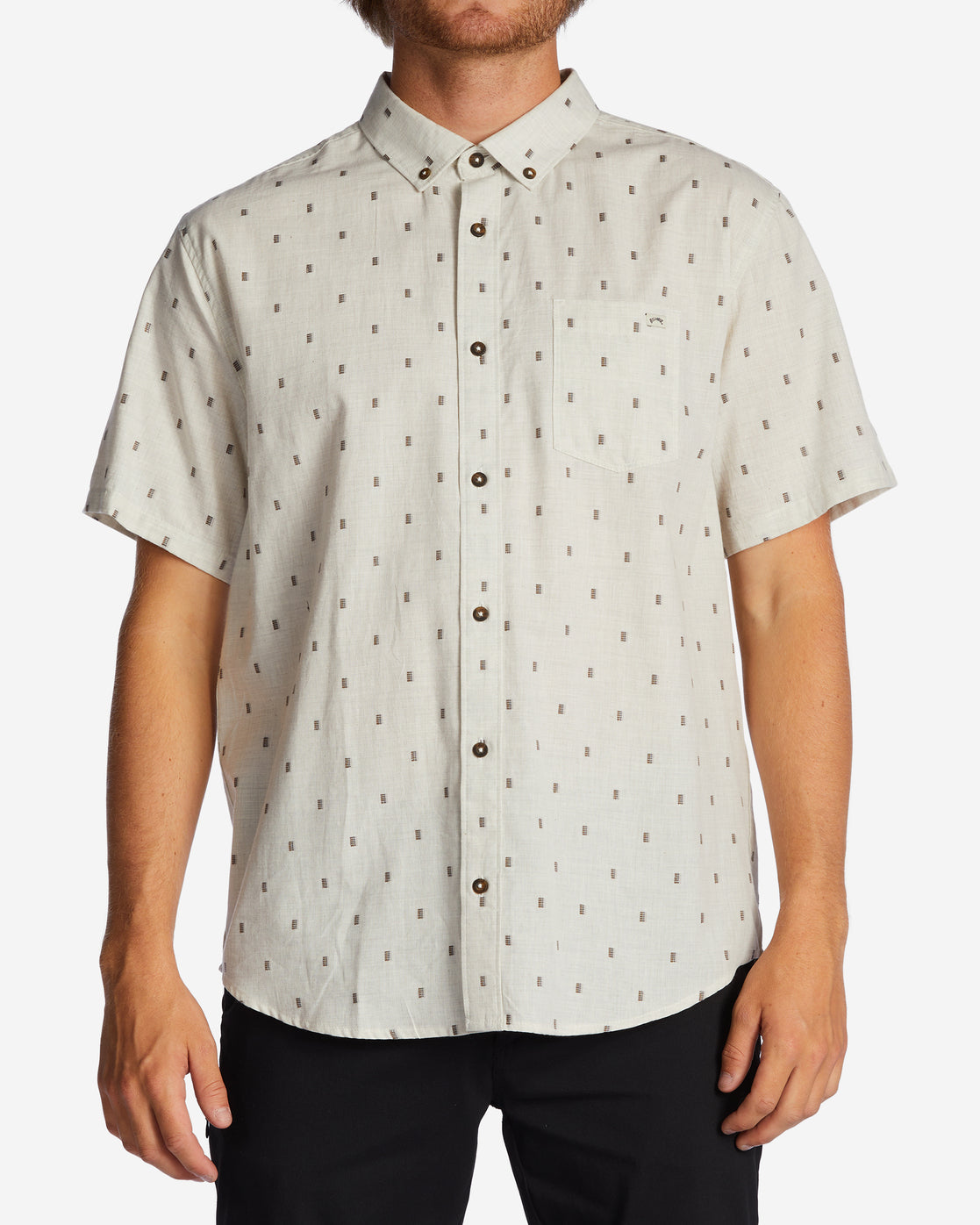 All Day Jacquard Short Sleeve Shirt - Cream