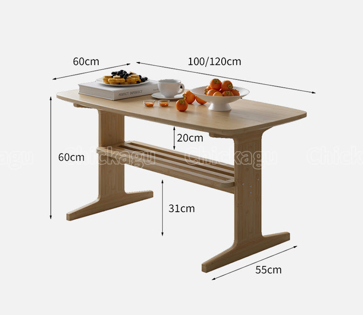 収納　棚　工の字型脚　Ｈ字型構造　安定性　耐荷重　Ｒ仕上げ　木目調　テーブル　センターテーブル　ナチュラル　シック　ミニマル　実用　SNZ-C059　chickagu
