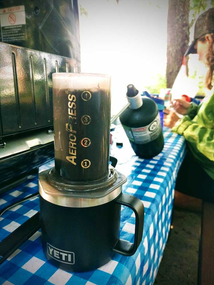 Yeti Rambler with Aeropress Coffee Maker