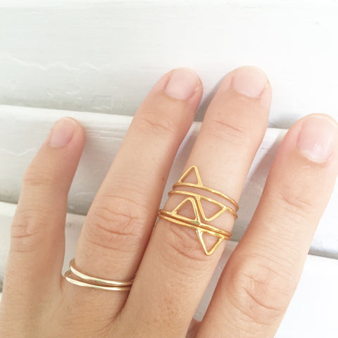 tabs triangle rings in gold vermeil