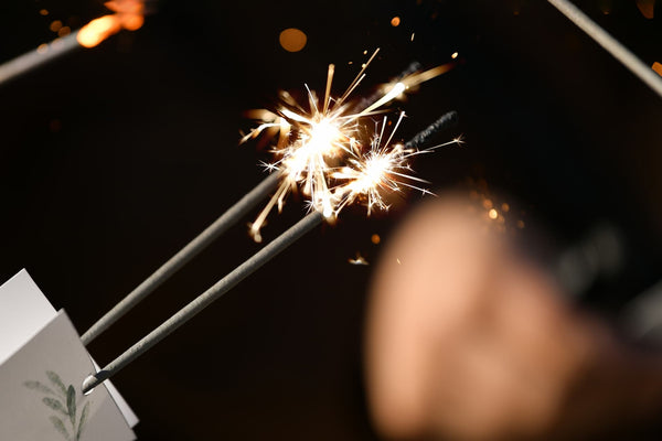 sparklers clipped in a cardboard