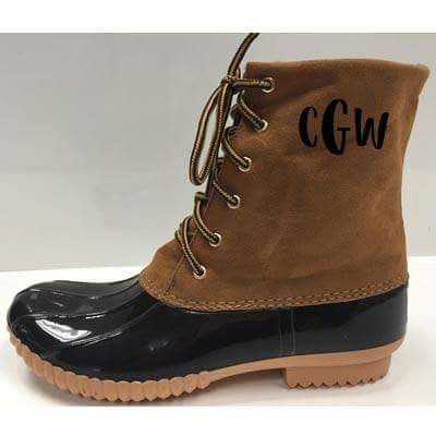 duck boots with monogram