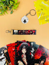 Itachi Uchiha 3 Item Gift Combo: 9 Self adhesive mini posters, 1 Double Sided Keychain, 1 Key-Tag