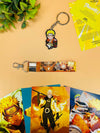 Naruto Uzumaki 3 Item Gift Combo: 9 Self adhesive mini posters, 1 Double Sided Keychain, 1 Key-Tag