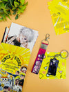 Gojo Satoru Jujutsu Kaisen 3 Item Gift Combo: 9 Self adhesive mini posters, 1 Double Sided Keychain, 1 Key-Tag