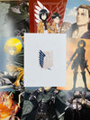 Attack On Titan 3 Item Gift Combo: 9 Self adhesive mini posters, 1 Double Sided Keychain, 1 Key-Tag