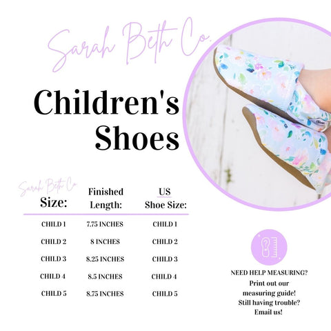 SBC Child Shoe Size Chart