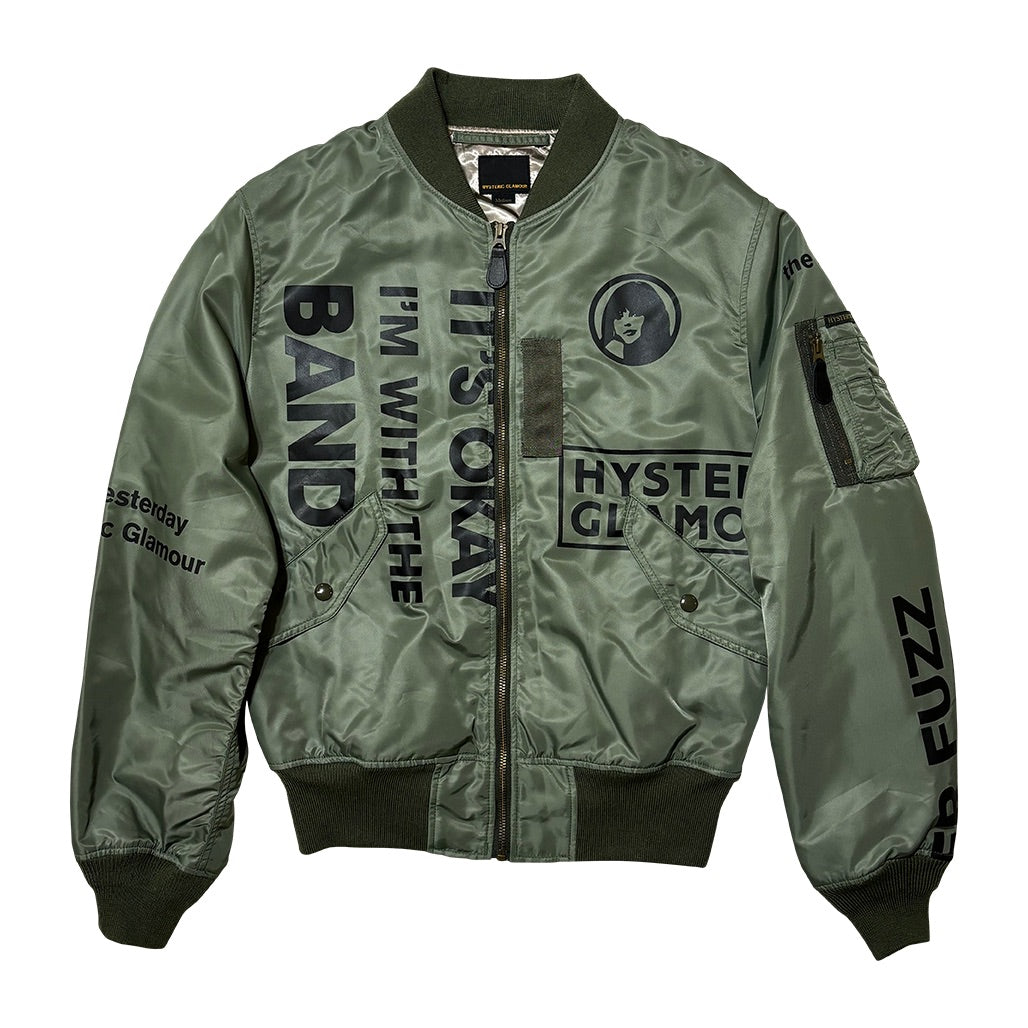 image of Hysteric Glamour printed Green bomber jacket