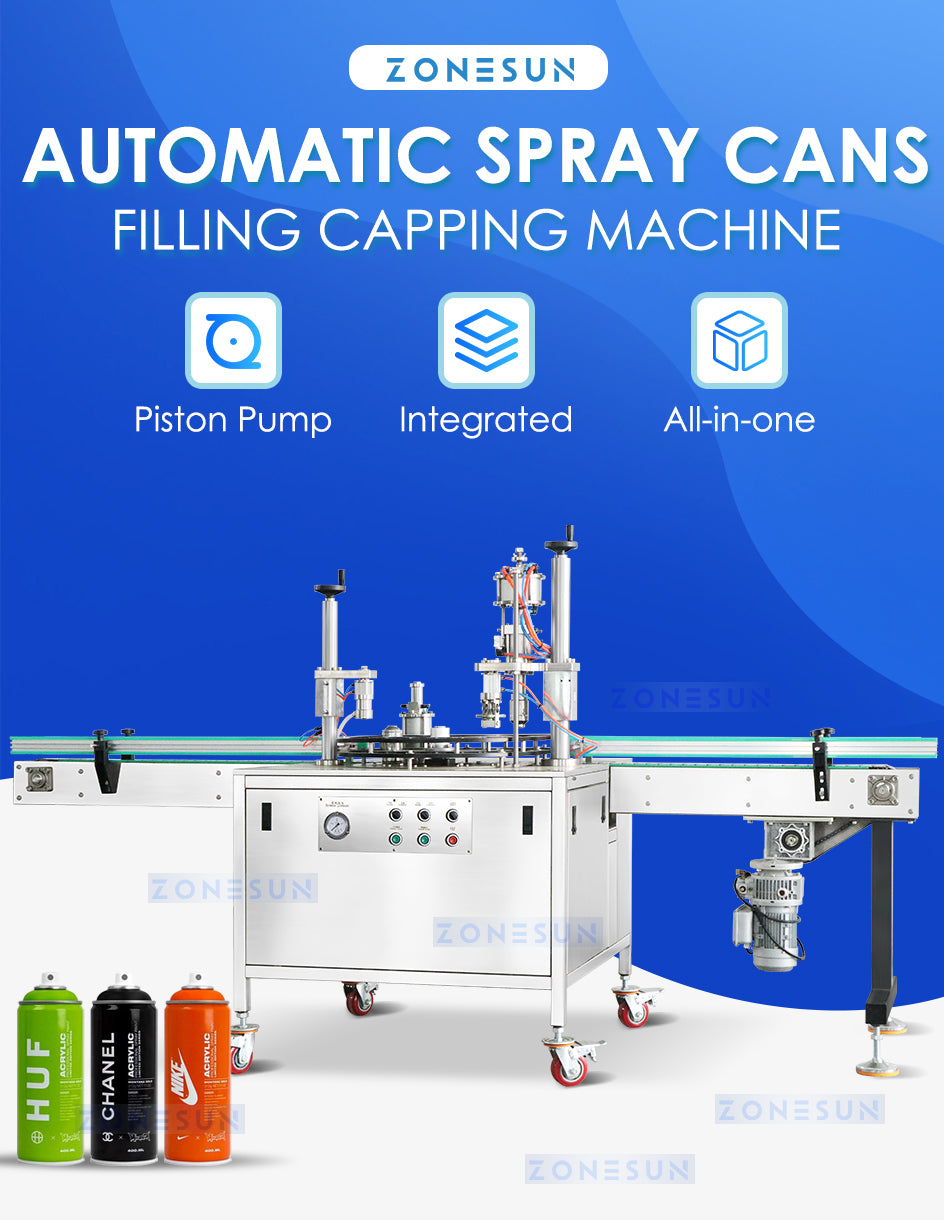 ZONESUN Semi Automatic Aerosol Filling Machine Spray Can Sealer Equipment ZS-QW1600