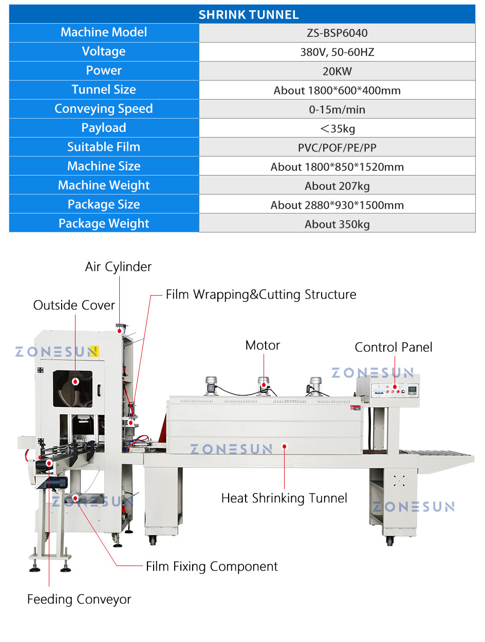 ZONESUN ZS-SPL4 Automatic Bottles Wrapping Shrinking Packaging Machine