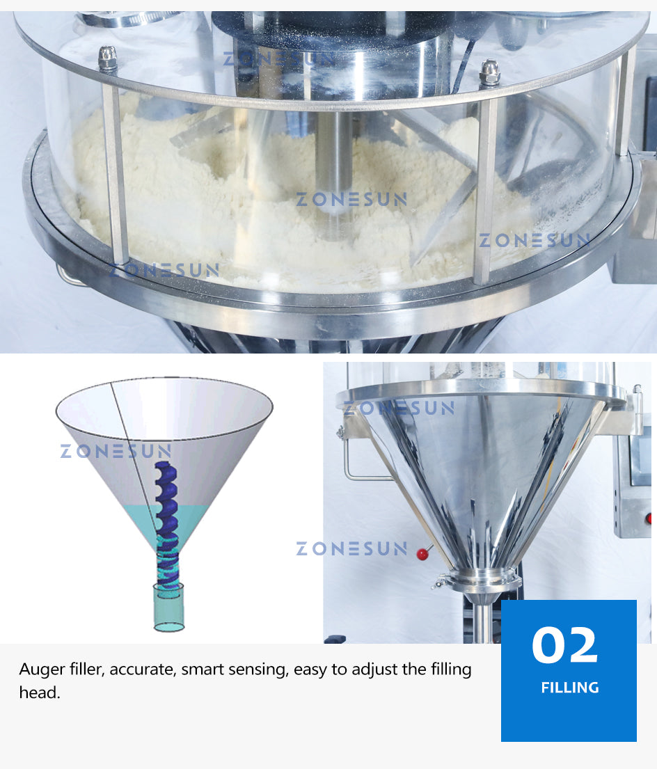 ZONESUN ZS-FM5A Servo Motor Automatic Auger Powder Feeding Filling Machine