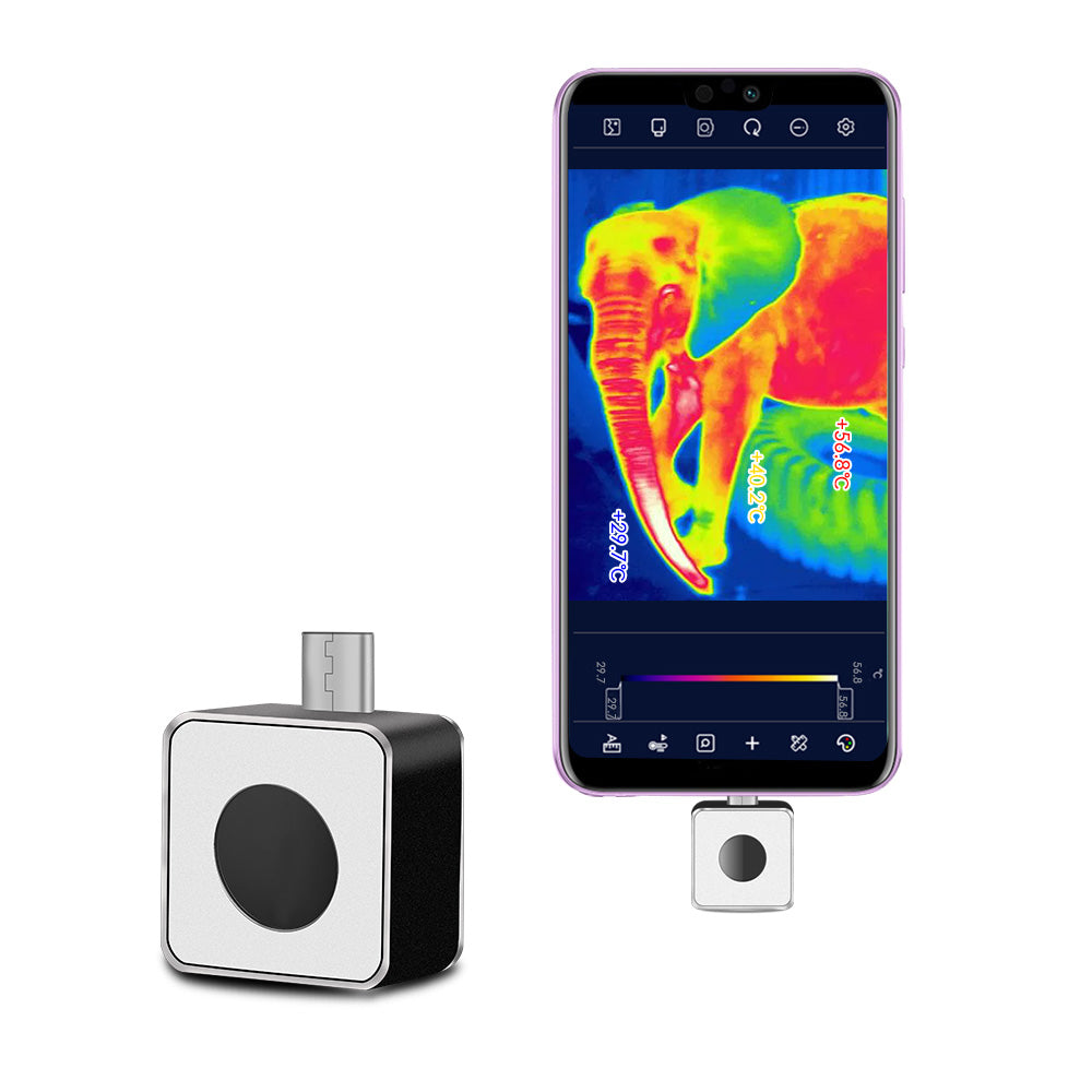  Cámara de imágenes térmicas para teléfono, mini cámara térmica  para teléfonos inteligentes Android modos y resolución IR de 32 x 32,  conexión rápida tipo C, para inspecciones industriales e interiores 