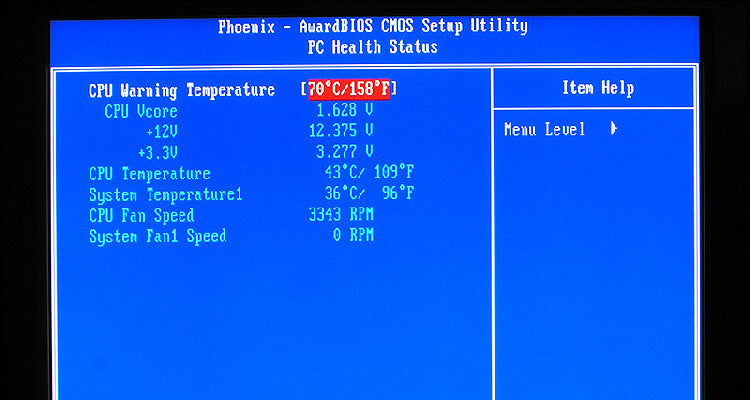 Verifique la temperatura de la CPU con BIOS