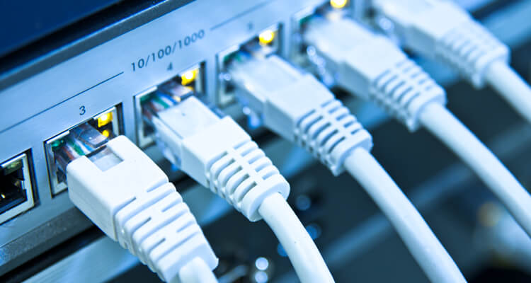 Cables conectados al conmutador Ethernet