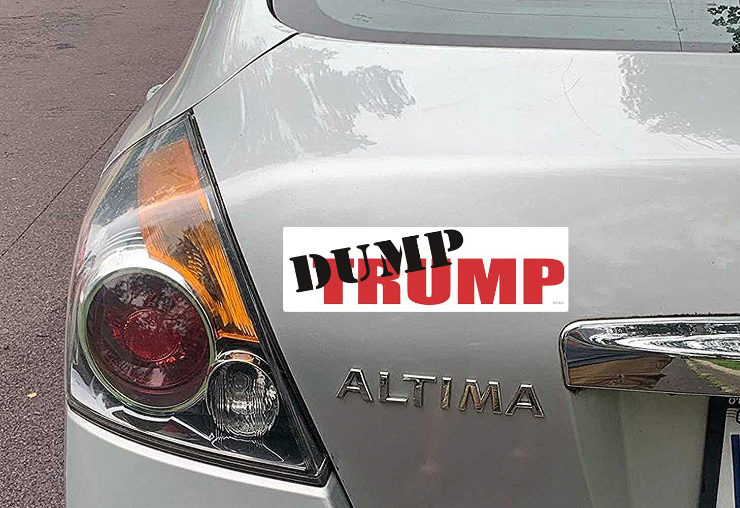 anti-trump bumper sticker on car