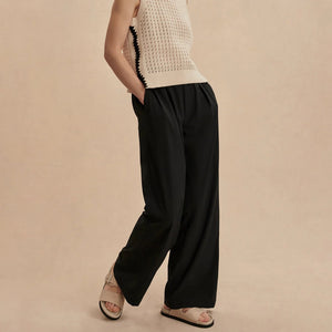 Kayson Wide Leg Pant 29.5" in Black - Baseline Social