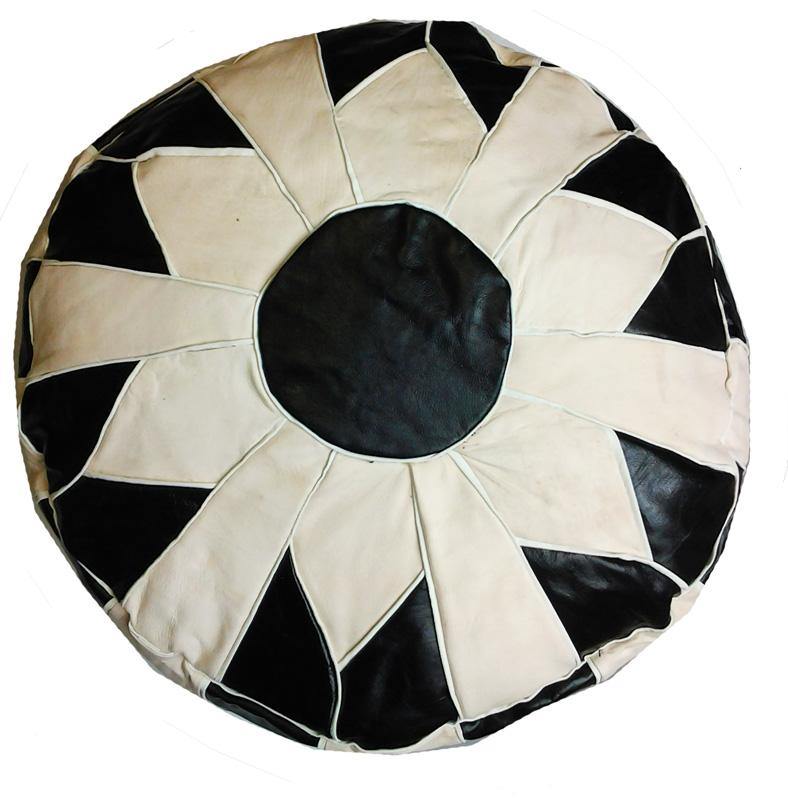 Black / white Leather Pouf