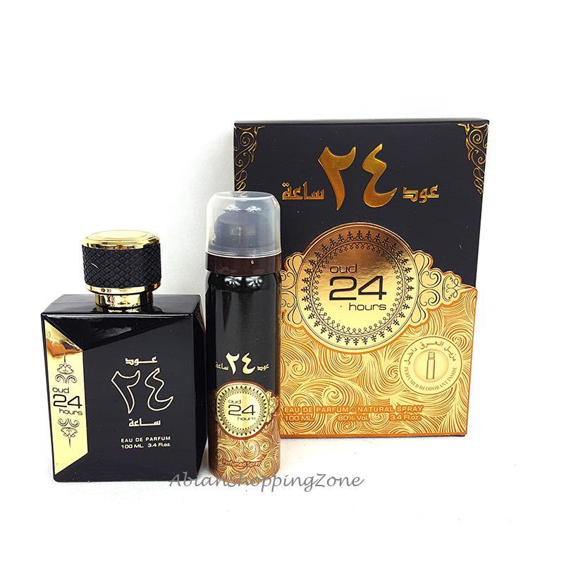 Ard AL Zaafaran Oud 24 Hours Unisex Spray Perfume 100ml EDP + Deodorant