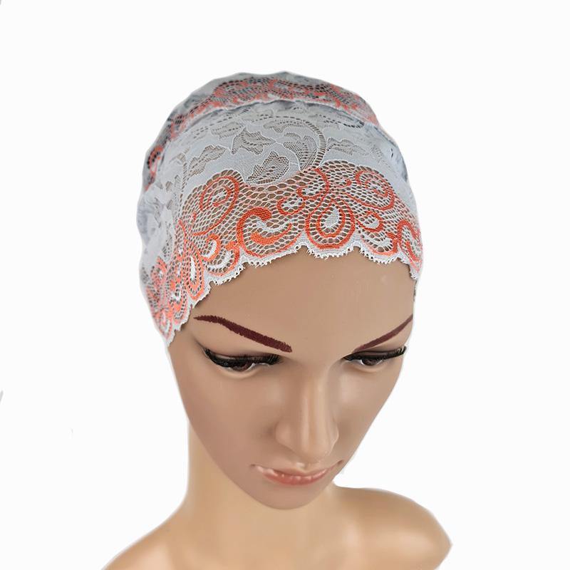 Full Lace Muslim Inner Hijab Caps Flower-Back Islamic Underscarf Hats