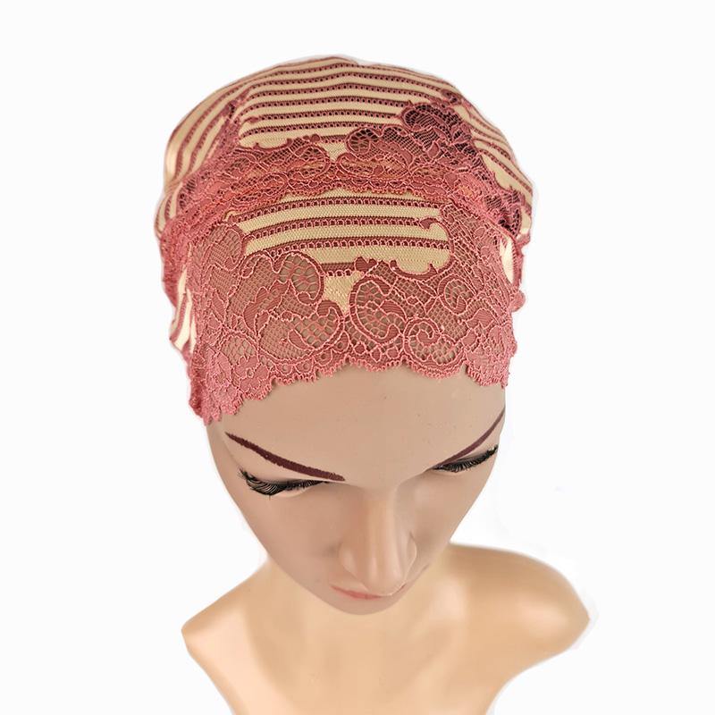 Full Lace Muslim Inner Hijab Caps Flower-Back Islamic Underscarf Hats