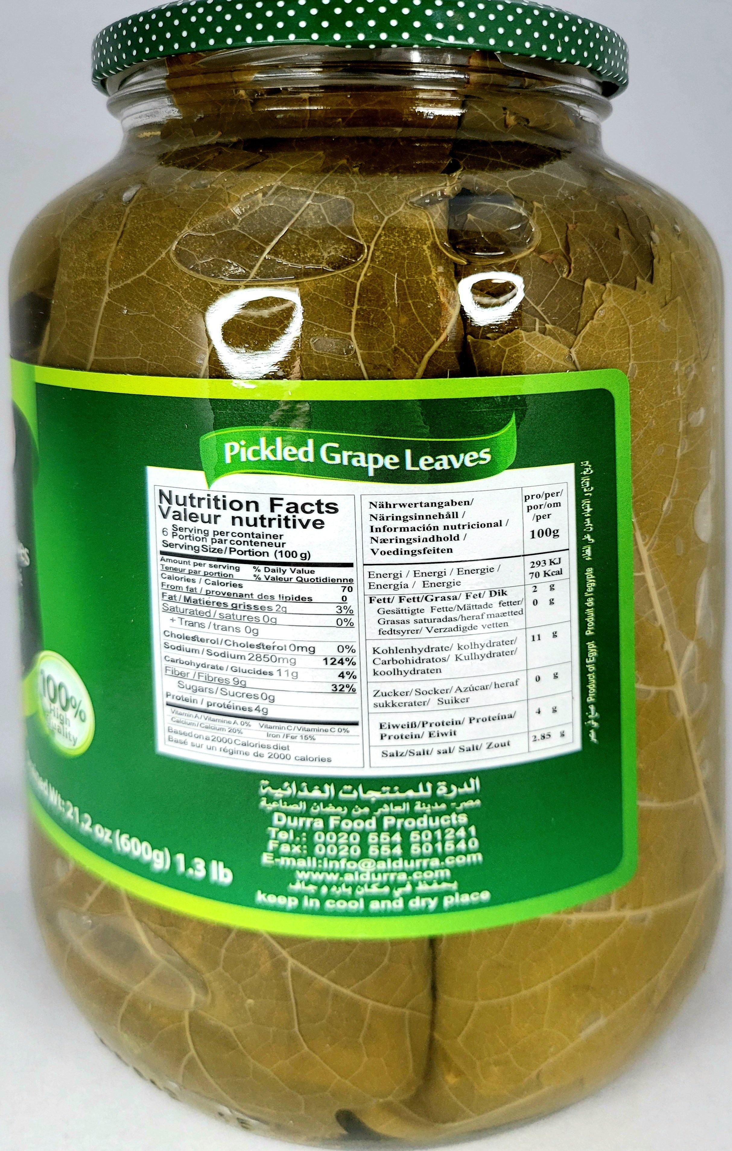 Durra Pickled Grape Leaves 1260g (600g net)