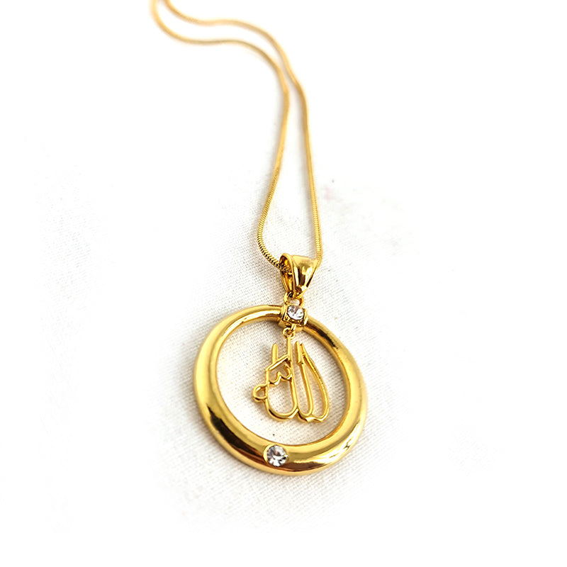 slamic Allah Name Pendant Necklace For Women Gold Color