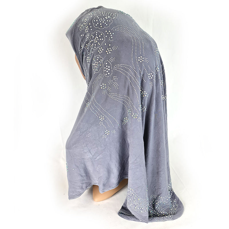 One-Piece Rhinestone Muslim Hijab Scarf Viscose CrystalHemp