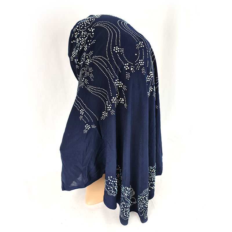 One-Piece Rhinestone Muslim Hijab Scarf Viscose CrystalHemp