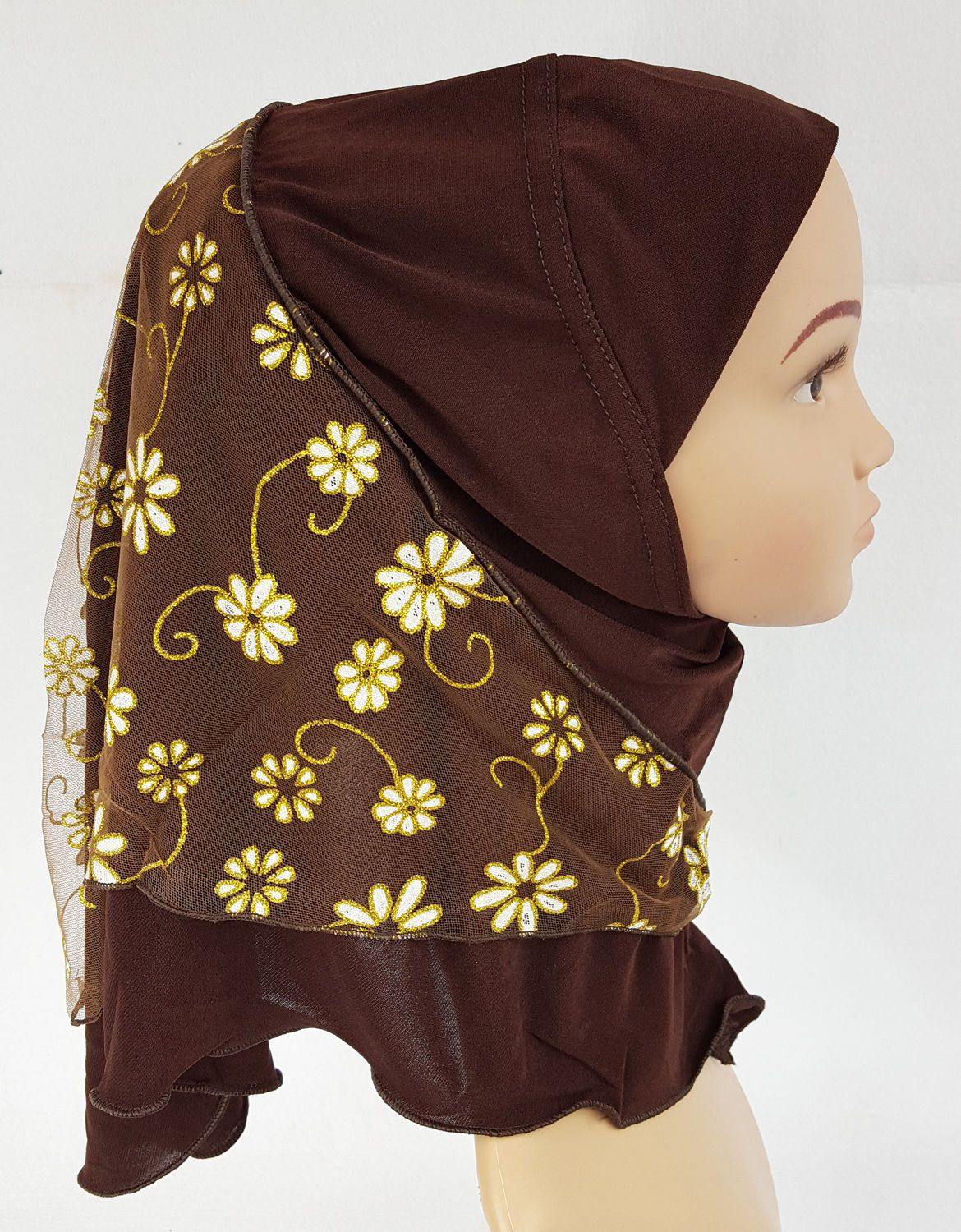 Crystal Hemp Toddler Children Kids Hijab Islamic Scarf Shawls -7270