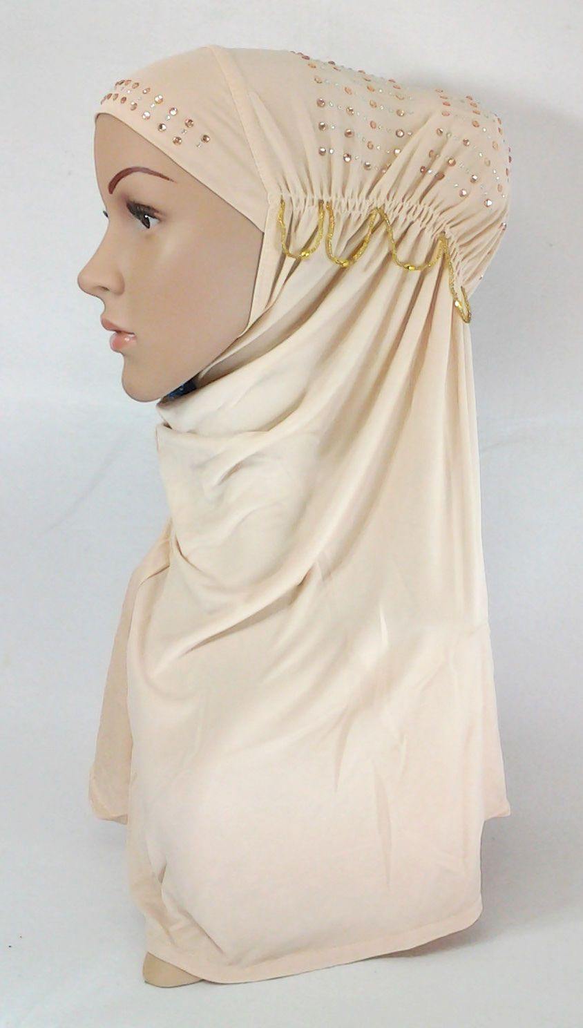 Viscose Ice Silk RhineStone Hijab Muslim Scraf Islamic Amira ASZ089B