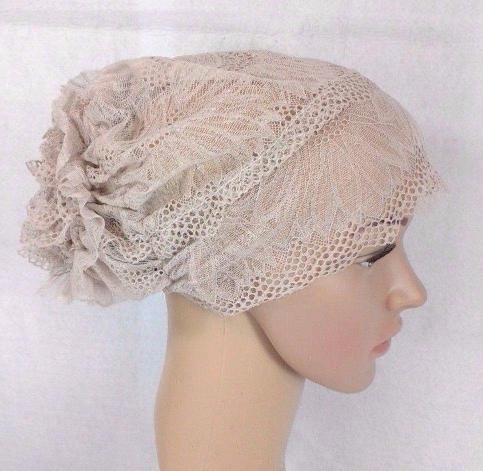 Full Lace Muslim Inner Hijab Caps Flower-Back Islamic Underscarf Hats