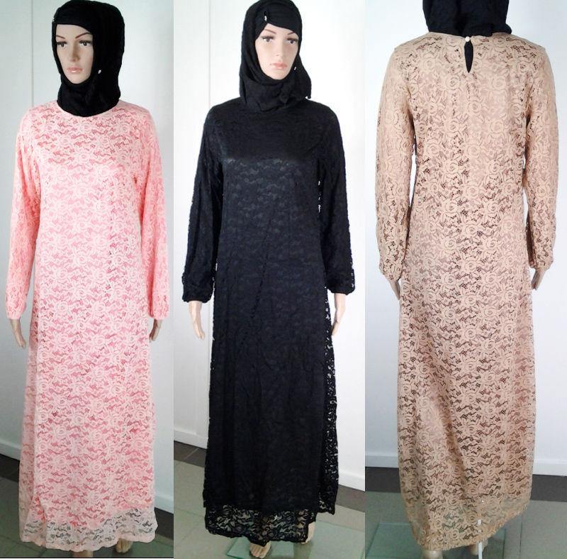 Lace Kaftan Women Islamic Abaya Jilbab Long Sleeve HSZ10016 (US6/EU36/UK10)