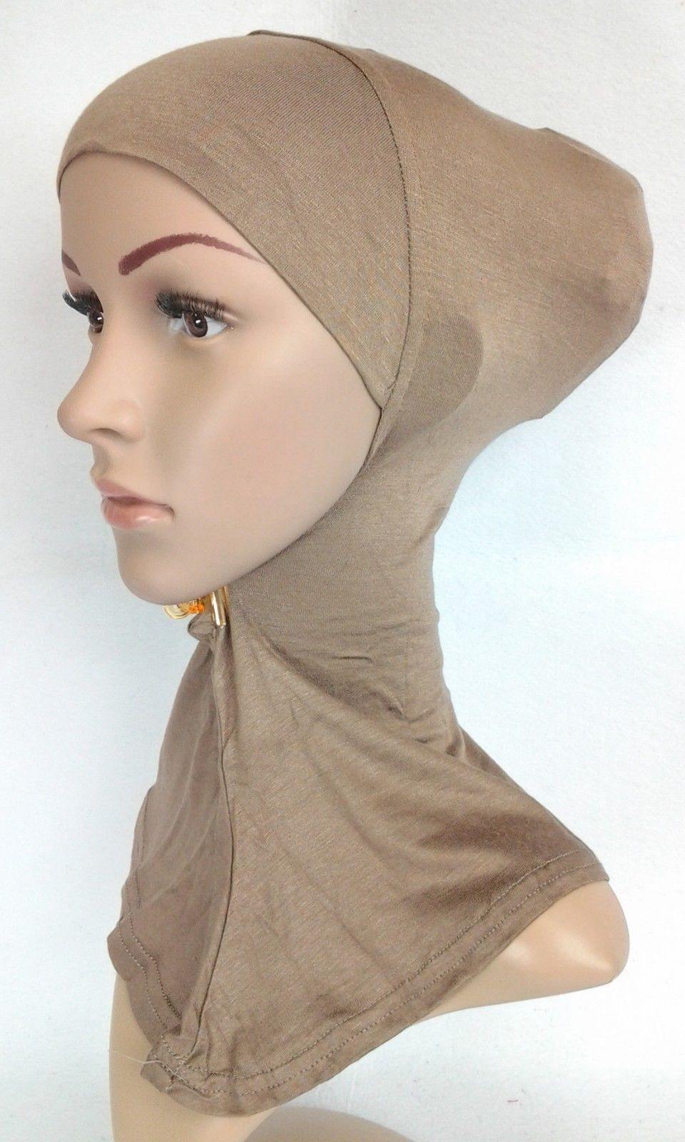 Women's Under Scarf Hat Cap Bone Bonnet Hijab Islamic Neck Cover Muslim