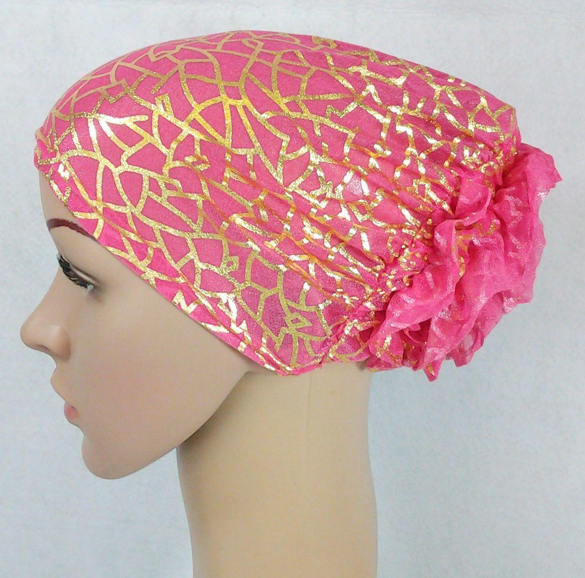 Gauze Gilt-Print UnderHijab Muslim Inner Hijab Caps Hair loss Underscarf