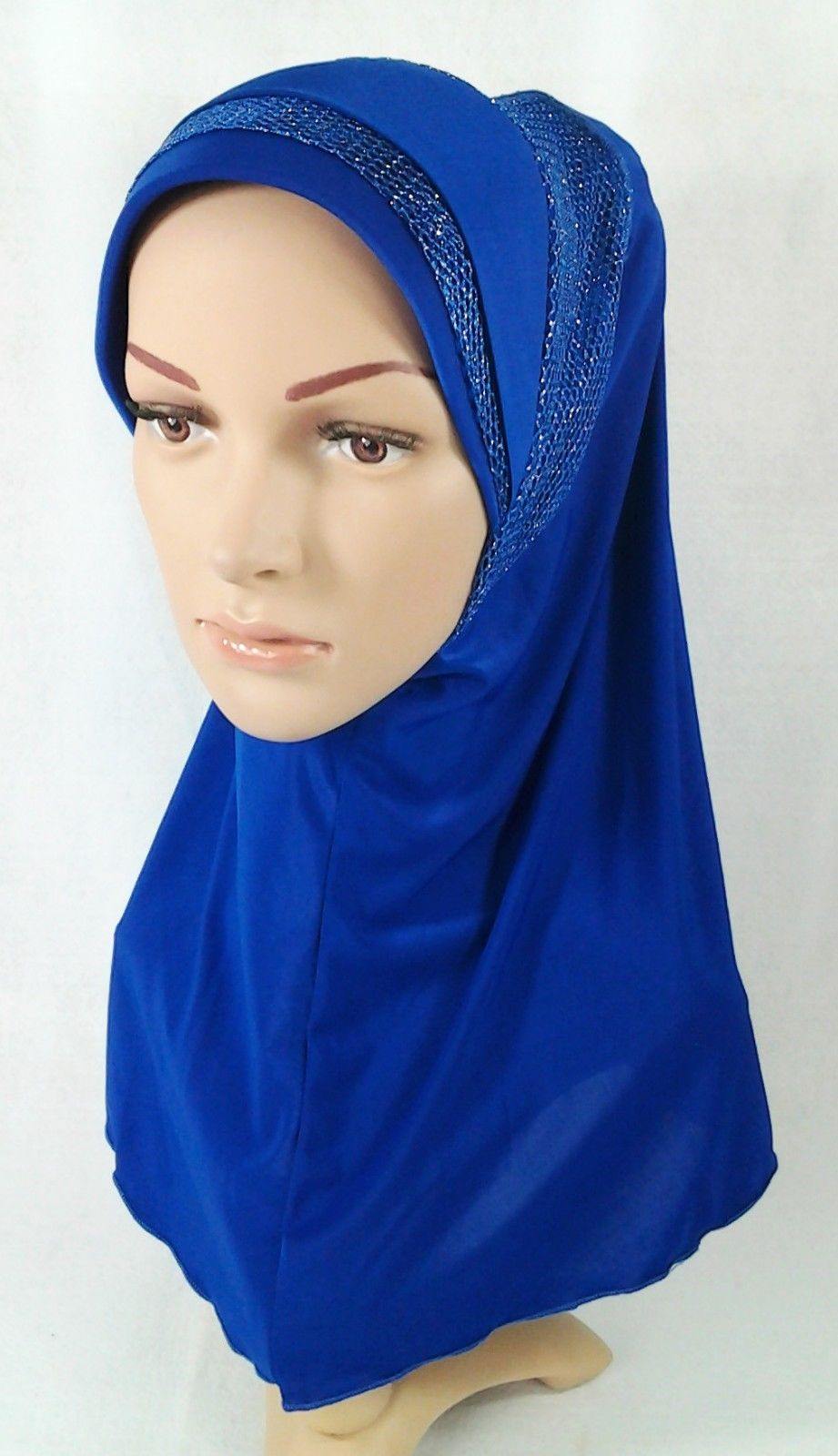 High Quality Viscose Lycra Lace Muslim Hijab Islamic Scarf Shawls Slip-on