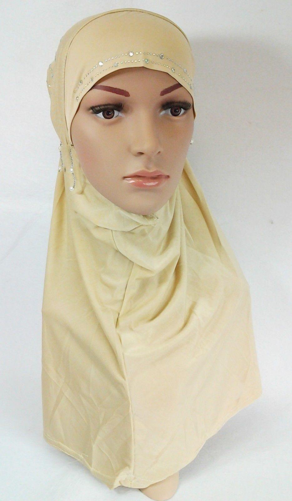 Ice Silk Rhine Stone Hijab Islamic Caps Headwear Arab Scarf ASZ088