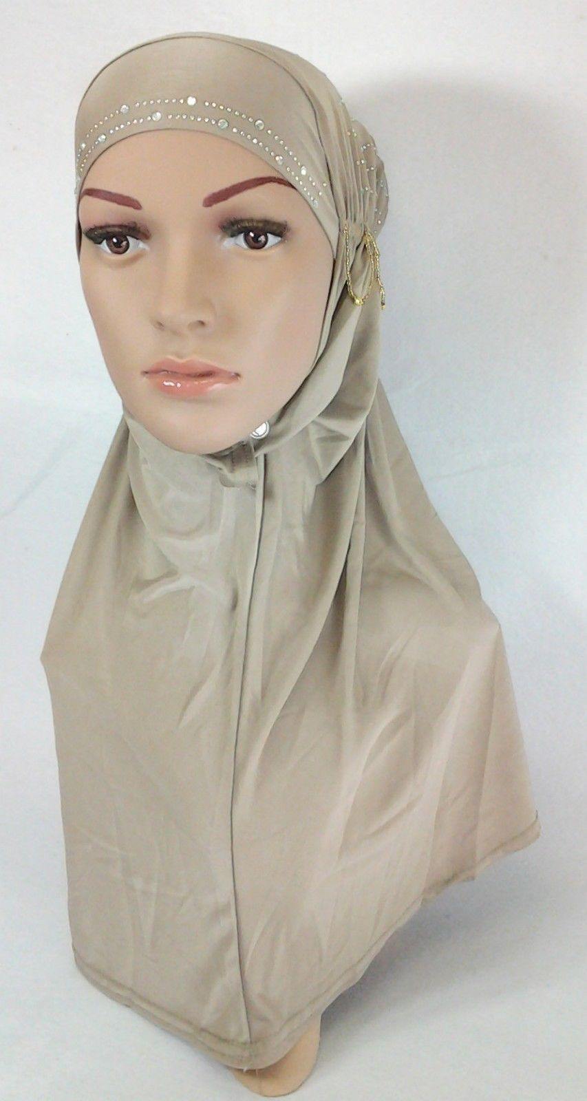 Polyester Ice Silk RhineStone Hijab Muslim Scraf Islamic Amira ASZ089A