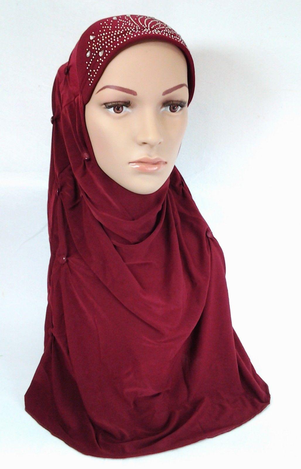 Crystal Hemp Over Chest Hijab Muslim Scarf Islamic Amira Hijab