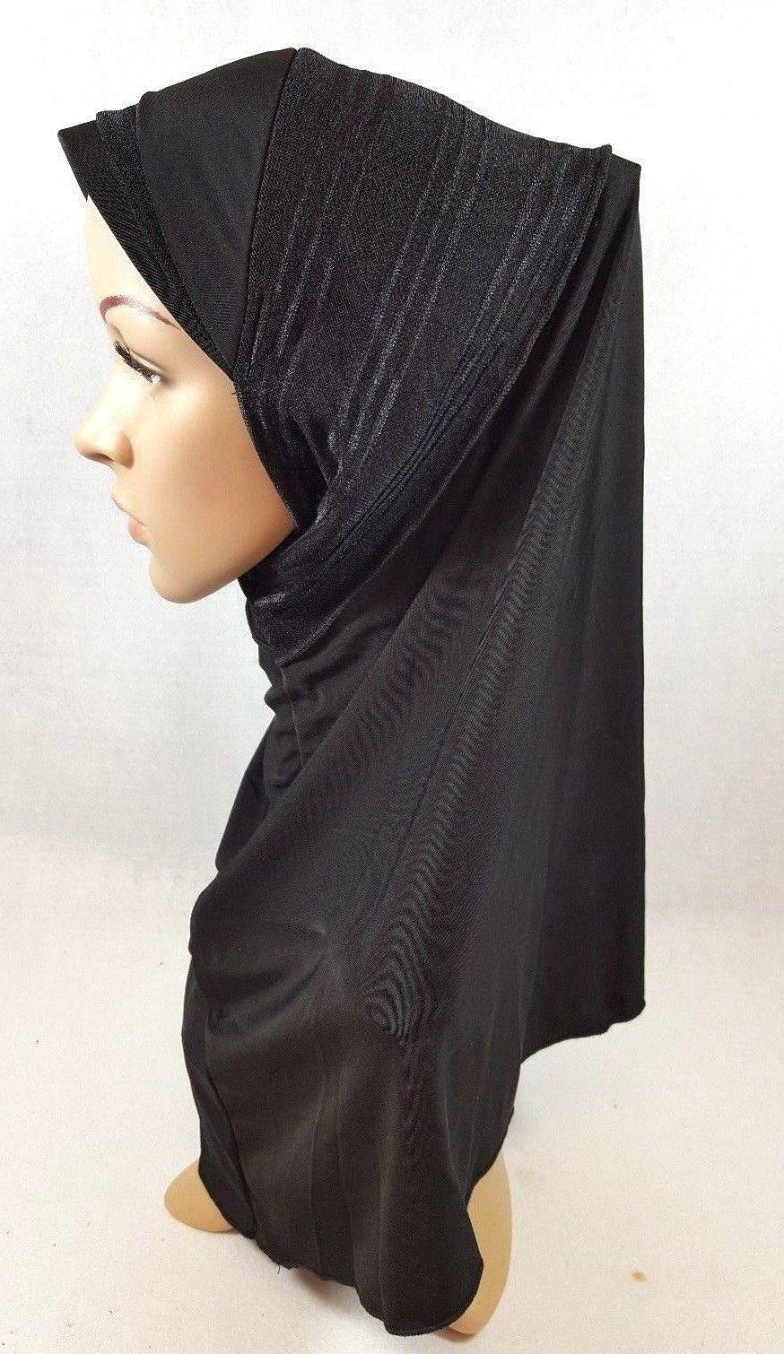 Viscose Ice Silk Lace Black Muslim Hijab Islamic Scarf Shawls