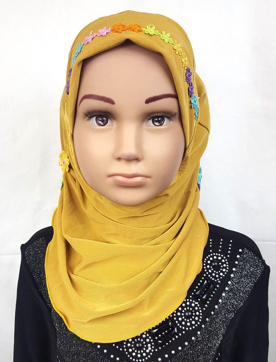 Crystal Hemp Toddler Kids Children Hijab Islamic Scarf Shawls -9397