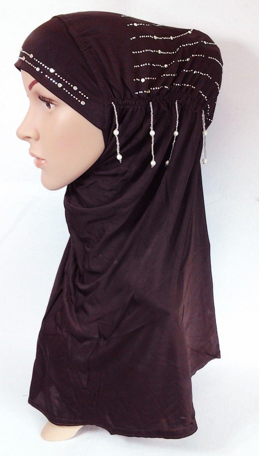 Ice Silk Rhine Stone Hijab Islamic Caps Headwear Arab Scarf ASZ088