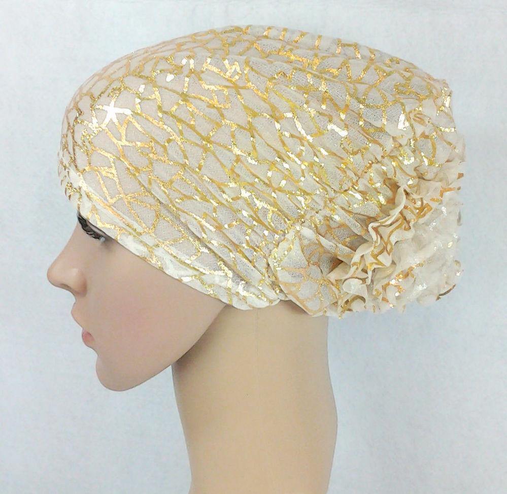 Gauze Gilt-Print UnderHijab Muslim Inner Hijab Caps Hair loss Underscarf