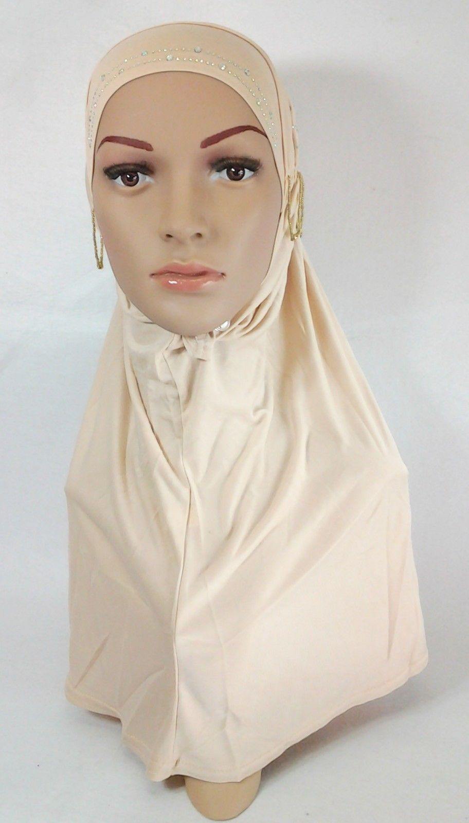 Polyester Ice Silk RhineStone Hijab Muslim Scraf Islamic Amira ASZ089A